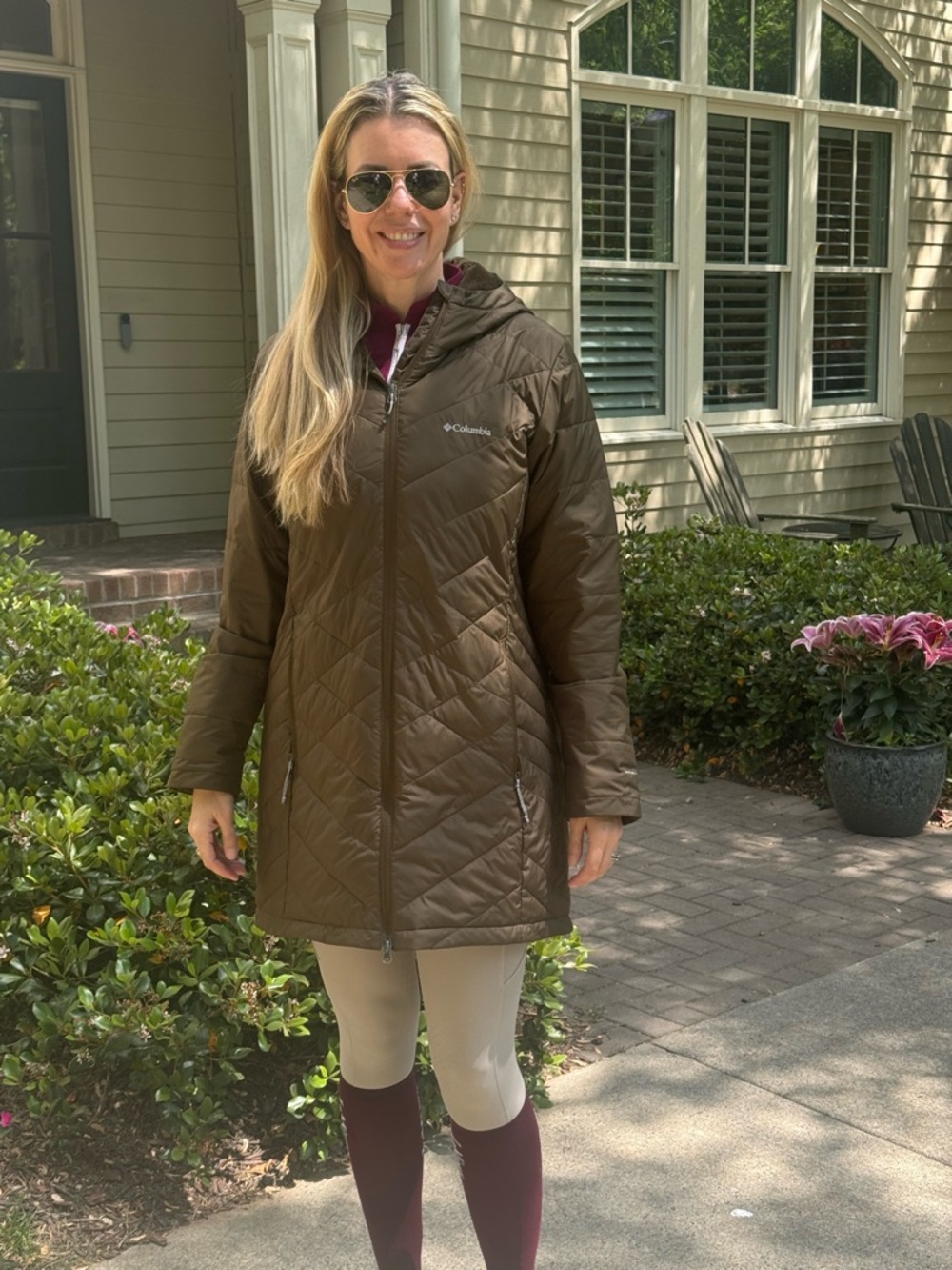 Columbia Women's Olive Quilted Hooded Jacket